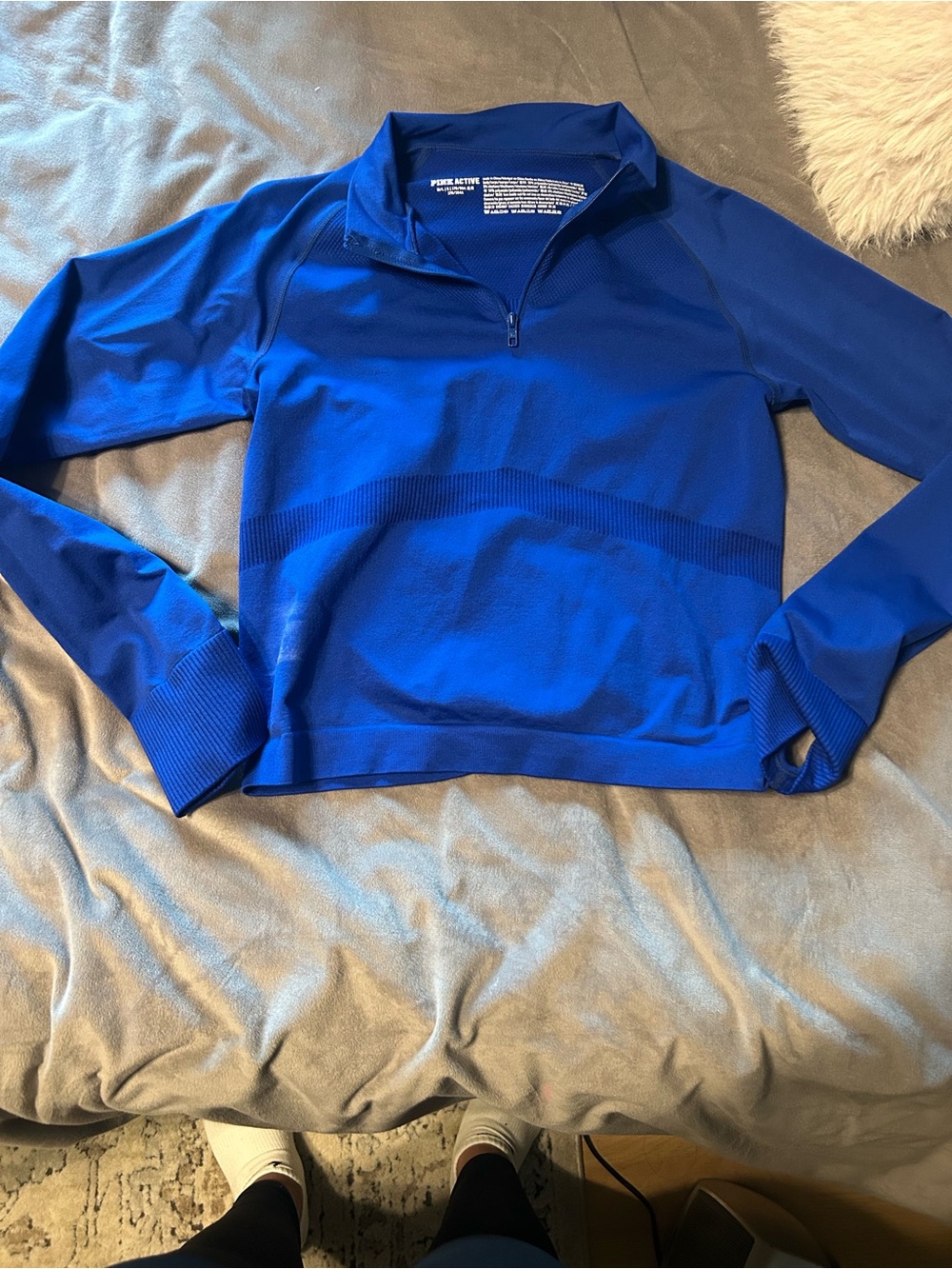 PINK Victoria's Secret Royal Blue Quarter-Zip Pullover